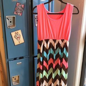 Stretchy Pink Chevron Pattern Dress 🍀